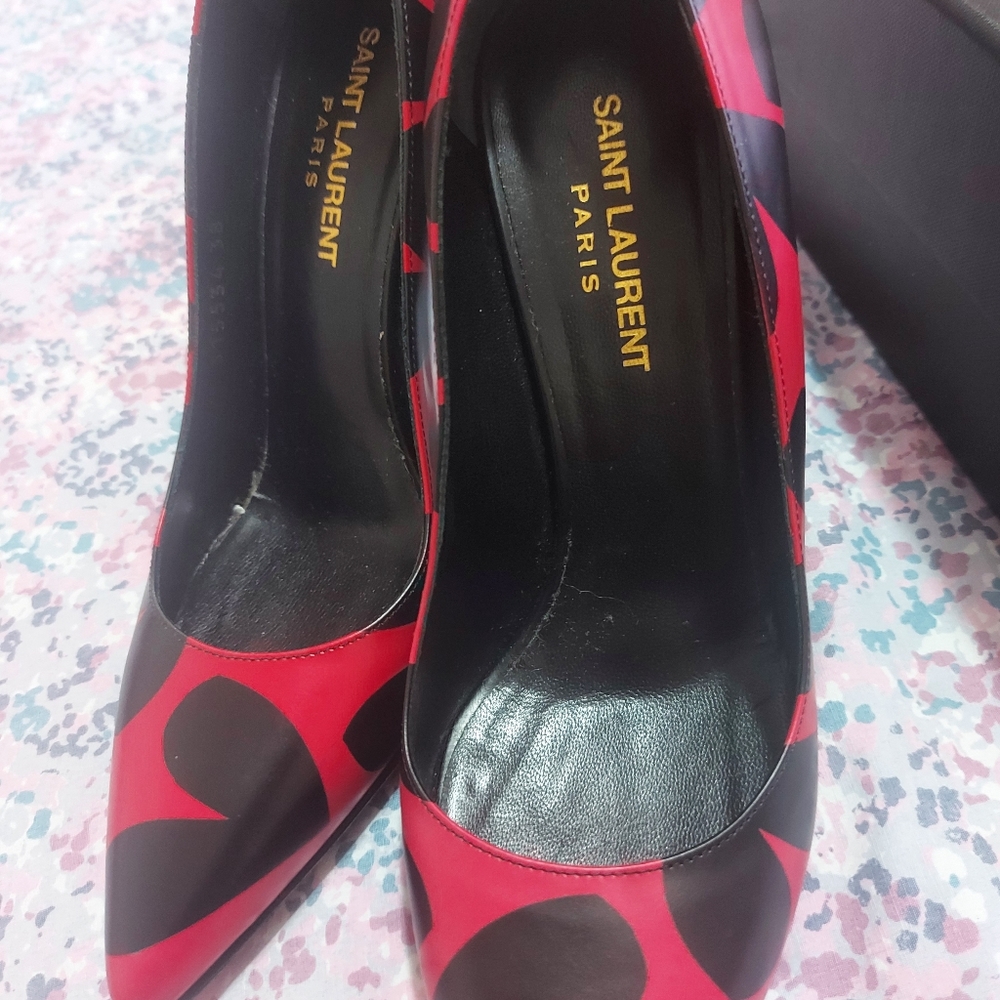 New YSL Heels women size 7.5 color Black And Red beautiful colors Feel Free - Picture 6 of 9